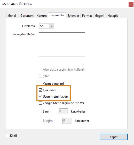 Çok satırlı metin alanı