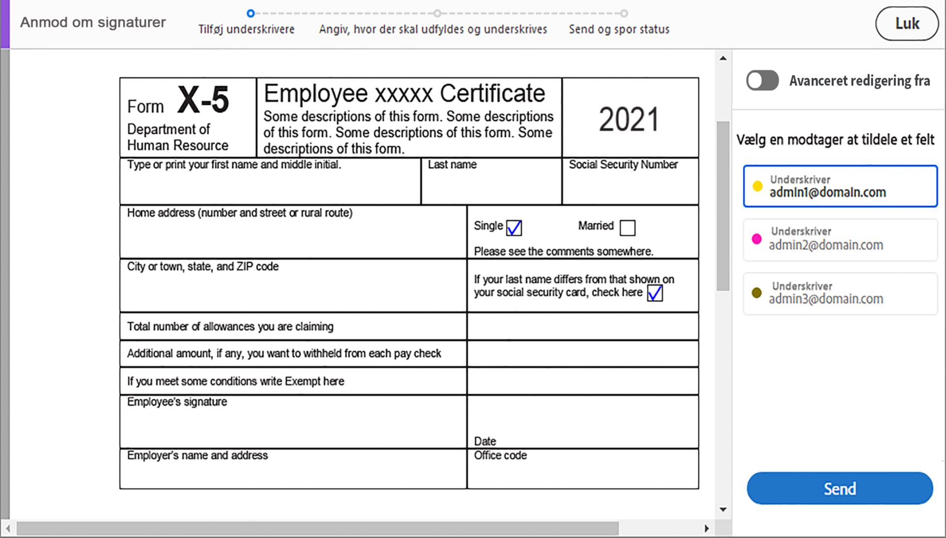 Forenklet tilstand for flere underskrivere