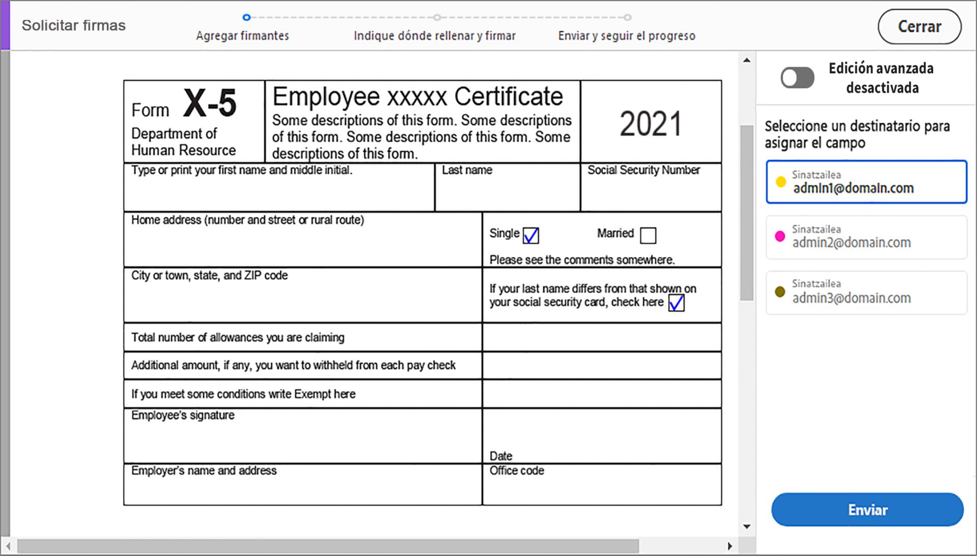 Modo simplificado para varios firmantes