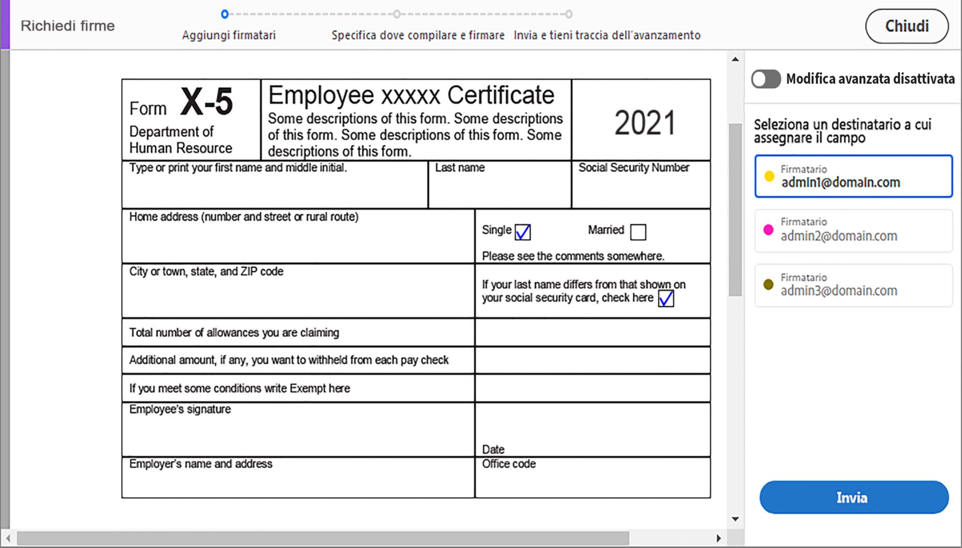 Metodo semplificato per più firmatari