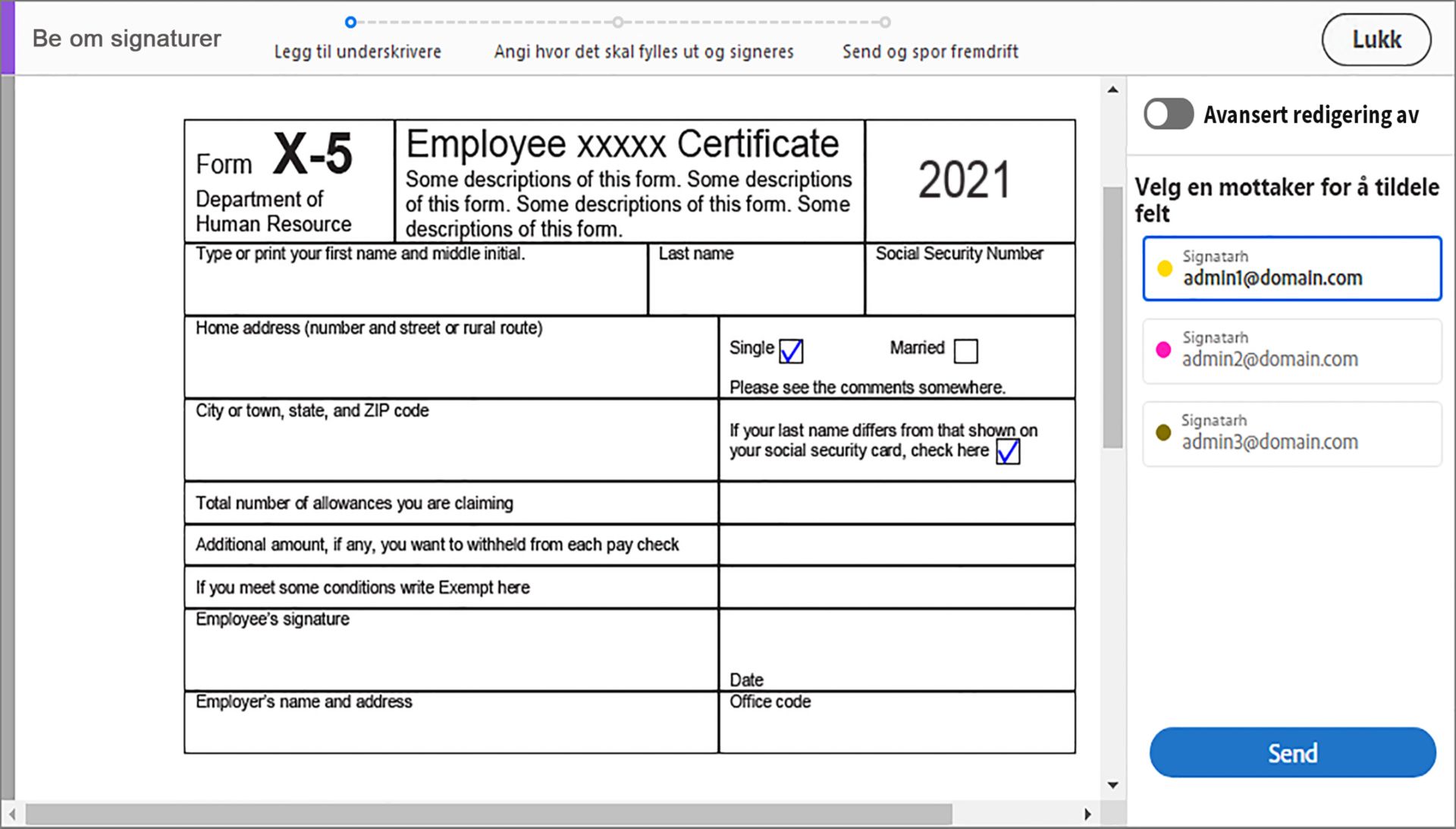 Forenklet modus for flere underskrivere