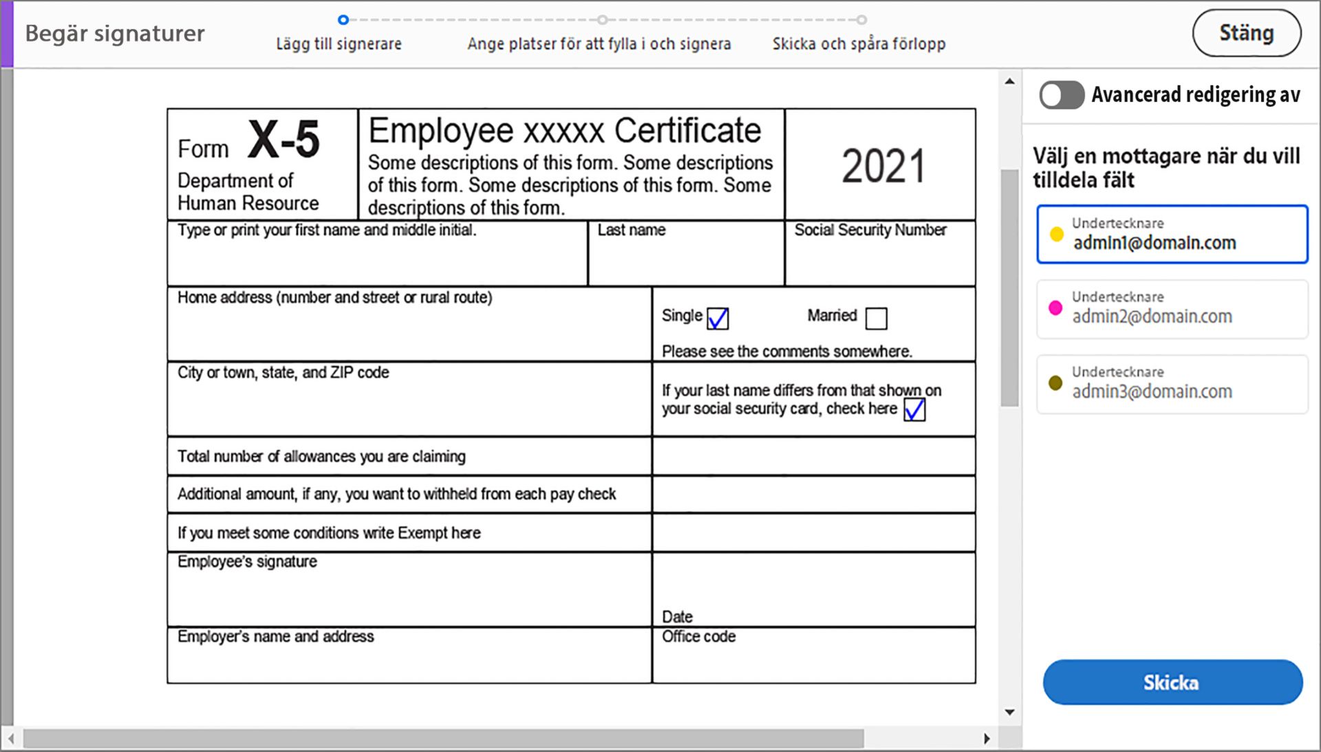 Förenklat läge för flera signerare