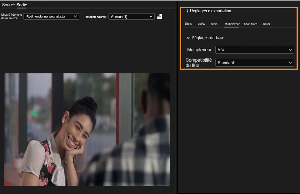 Paramètres du multiplexeur