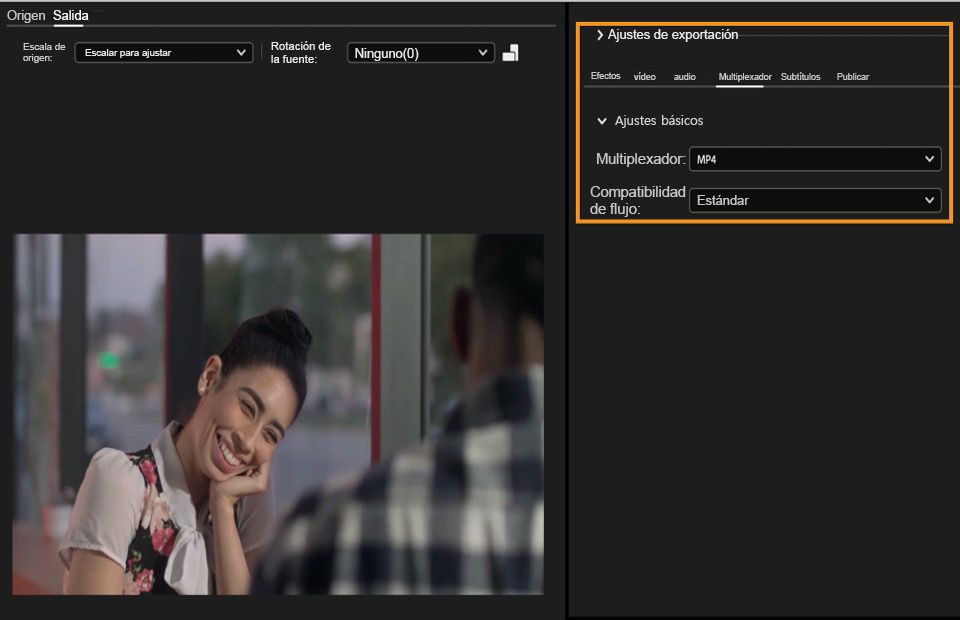 Ajustes del multiplexador