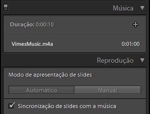 Lightroom Sincronização automática do slide conforme a música