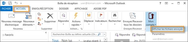 Option Mon compte pour afficher les fichiers envoyés