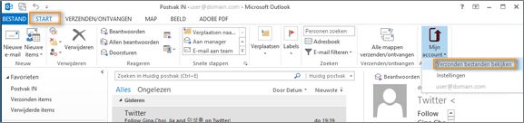 De optie Mijn account voor het weergeven van verzonden bestanden