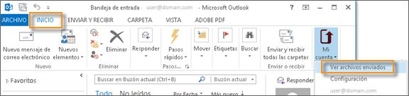 Opción Mi cuenta para ver los archivos enviados