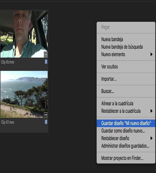 Nuevo diseño visible en el menú contextual