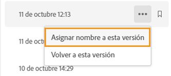 Asignar nombre a una versión de archivo