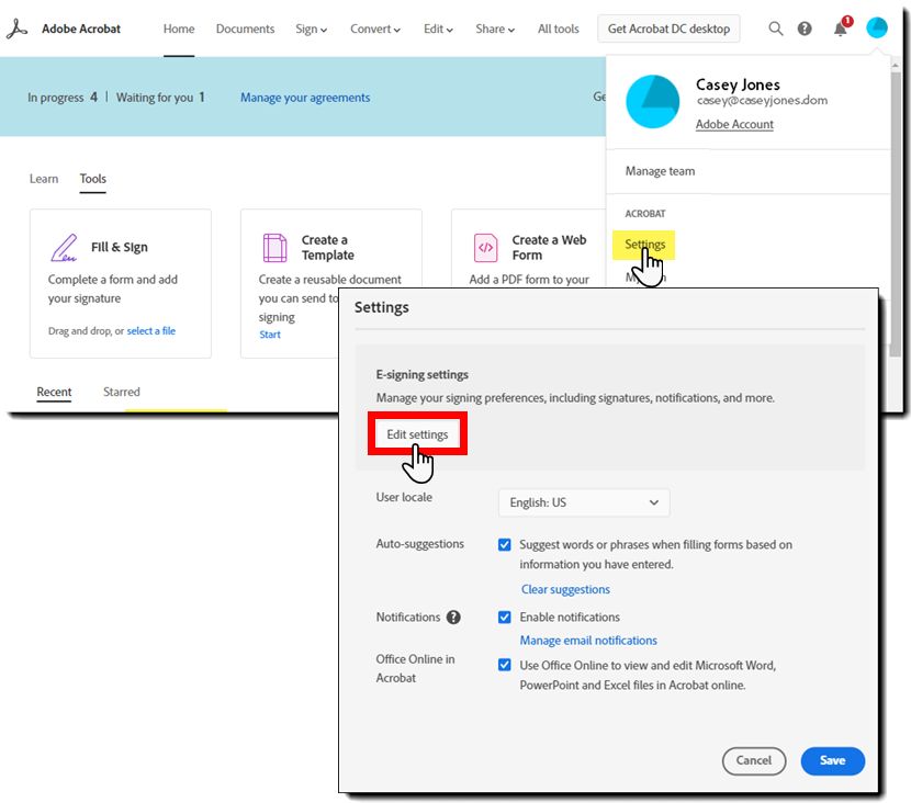 Vá até as configurações do perfil