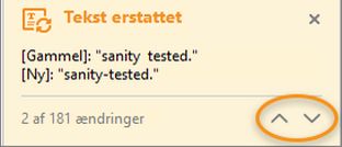 Navigationsknapper i pop op-meddelelsen