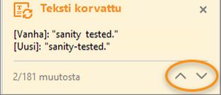 Siirtymispainikkeet ponnahdusikkunassa