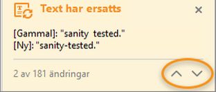 Navigeringsknappar i popup-fönstret