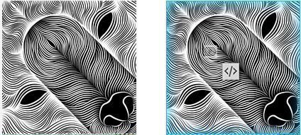 巢狀插入的視覺回應效果 - 藍色、有陰影的反白標示