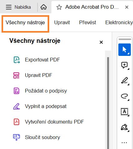 Panel Všechny nástroje