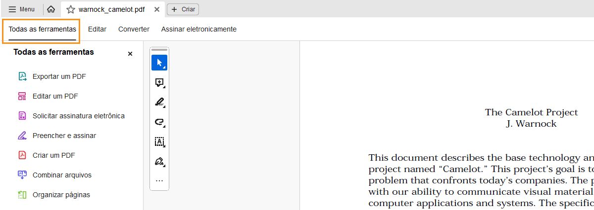 Painel Todas as ferramentas