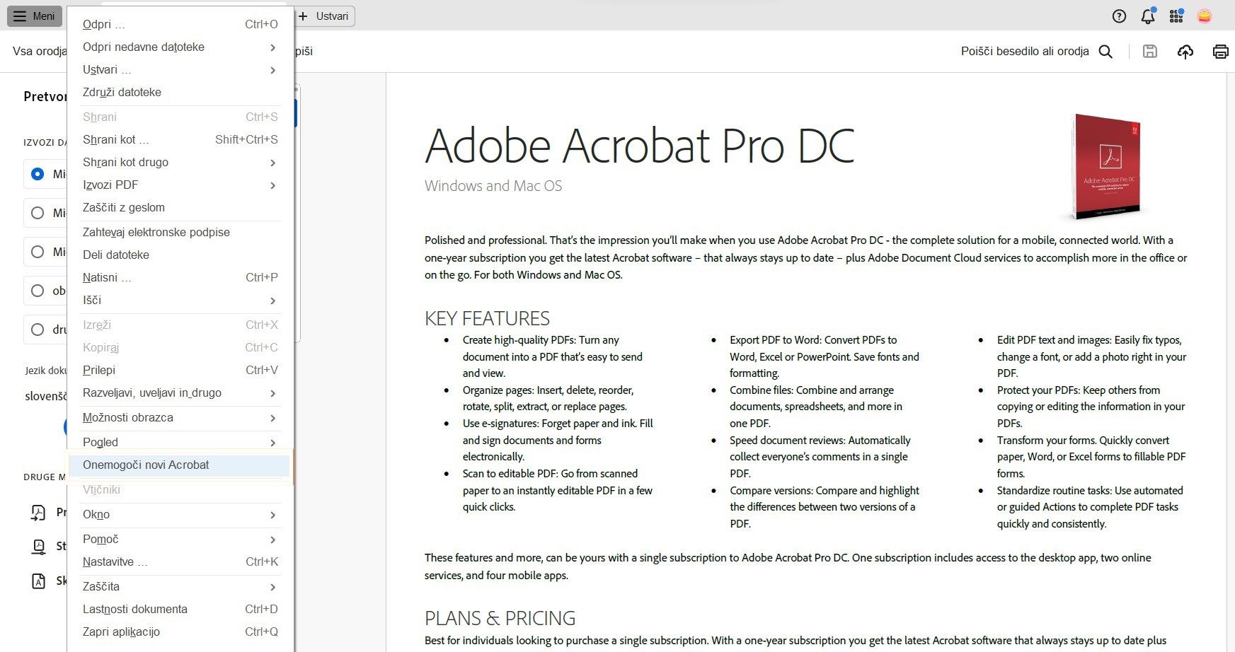 Izklop novega Acrobata