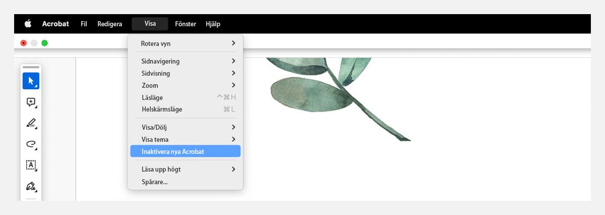 Inaktivera nya Acrobat