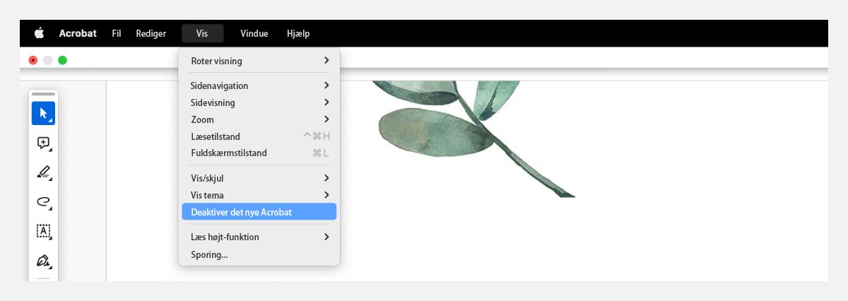 Deaktiver ny Acrobat
