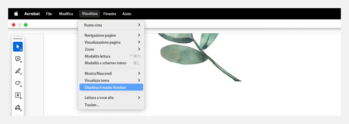 Disabilitare il nuovo Acrobat