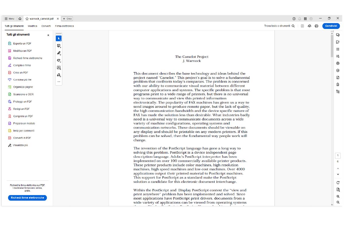 Riquadro del documento