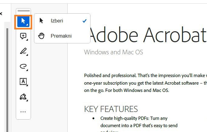 Orodje za izbiro ali premikanje