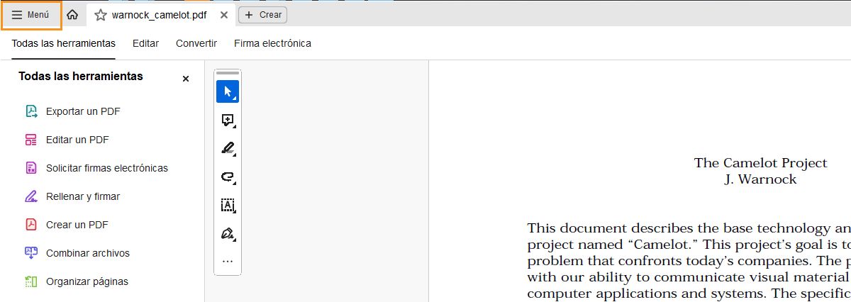 Menú de hamburguesa