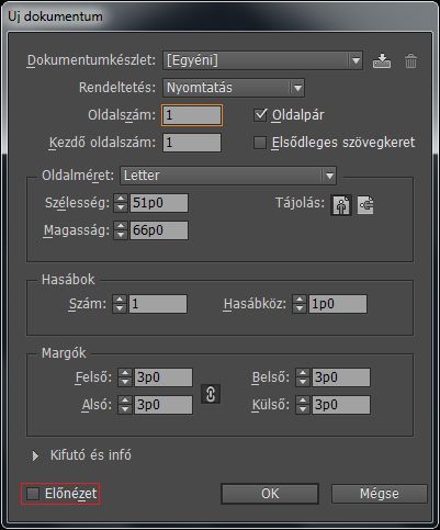 Új dokumentum párbeszédpanel