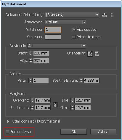 Dialogrutan Nytt dokument