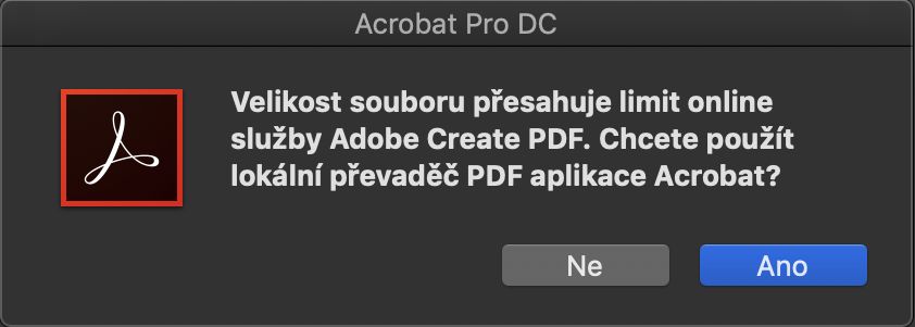 Nová chybová zpráva