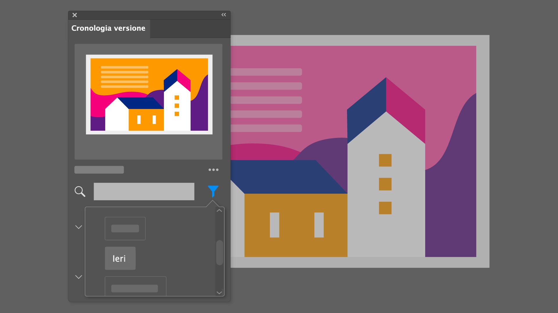 Aggiungere le descrizioni delle versioni e usare la ricerca e il filtro per trovare le versioni del documento cloud