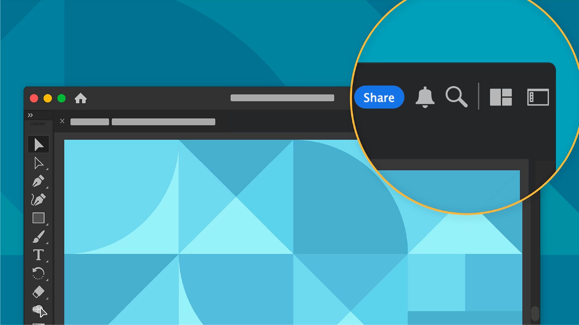 Application header with the options zoomed in.