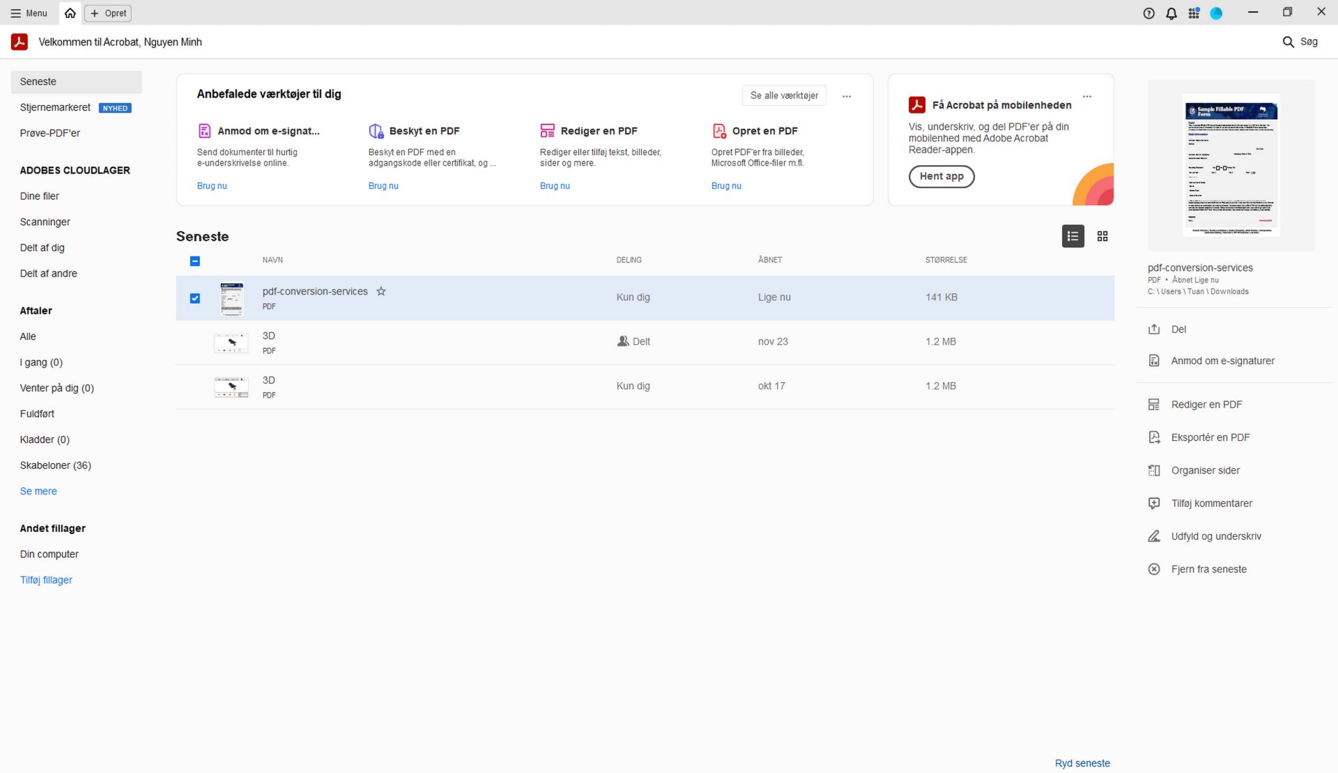 Forbedringer i Acrobat Hjem
