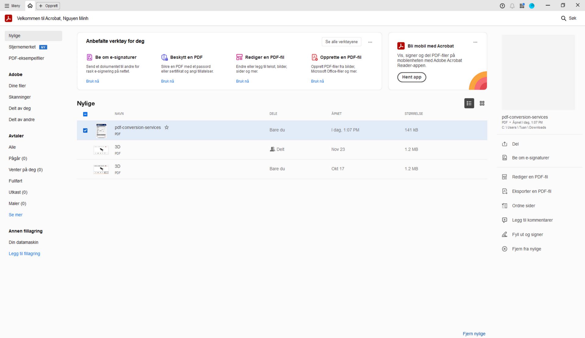 Forbedringer i Acrobat Hjem