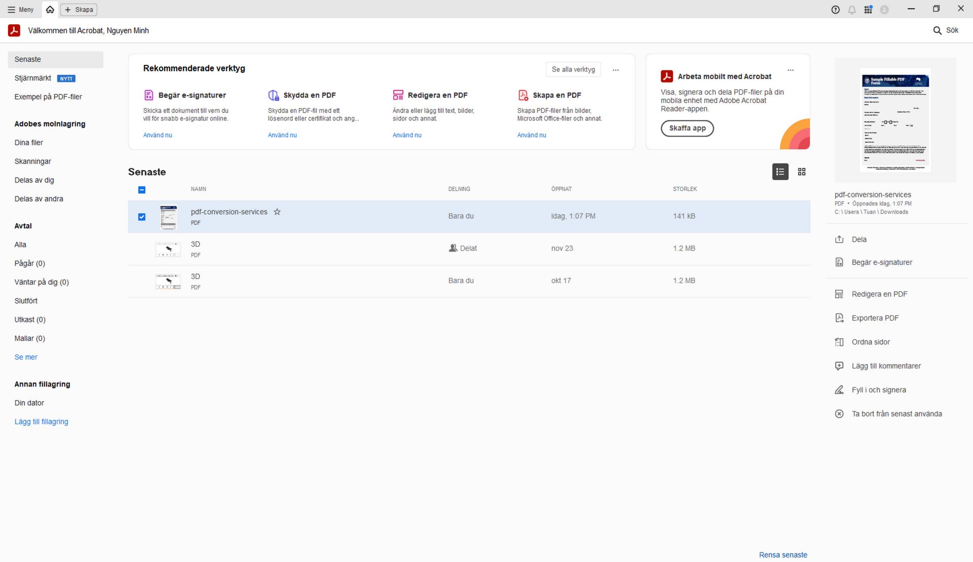 Förbättringar på startsidan för Acrobat