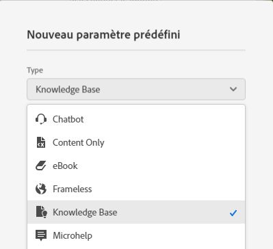 Nouveau paramètre prédéfini - Base de connaissances