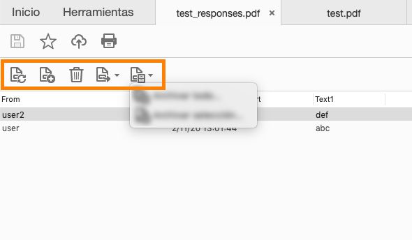 Nuevas opciones de menú en Archivo de respuesta de formulario y en Adobe Portfolio