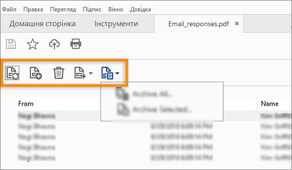 Нові пункти меню у файлі відповідей форми й Adobe Portfolio