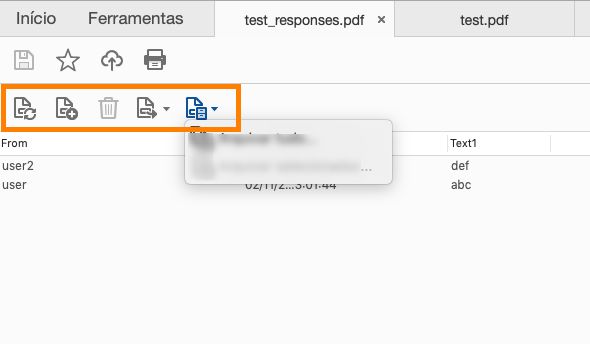 Novas opções de menu no arquivo de resposta de formulário e no Adobe Portfolio