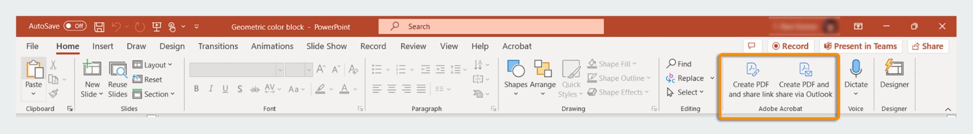 在 PowerPoint 中的建立 PDF 及共用選項