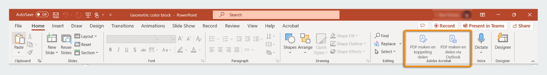 Opties voor PDF maken en delen in PowerPoint