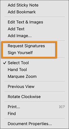 خيارات التوقيع الجديدة في قائمة سياق النقر بزر الماوس الأيمن