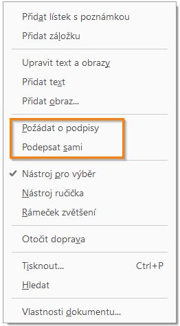 Nové možnosti přihlášení v kontextové nabídce vyvolané pravým tlačítkem myši