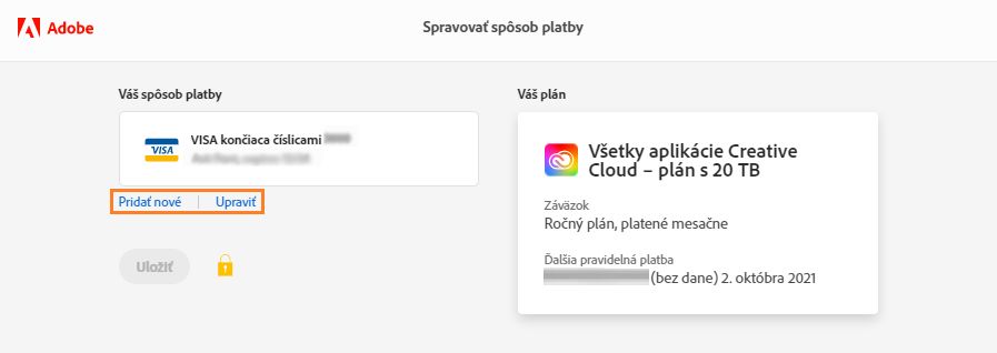 Pridanie alebo úprava spôsobu platby