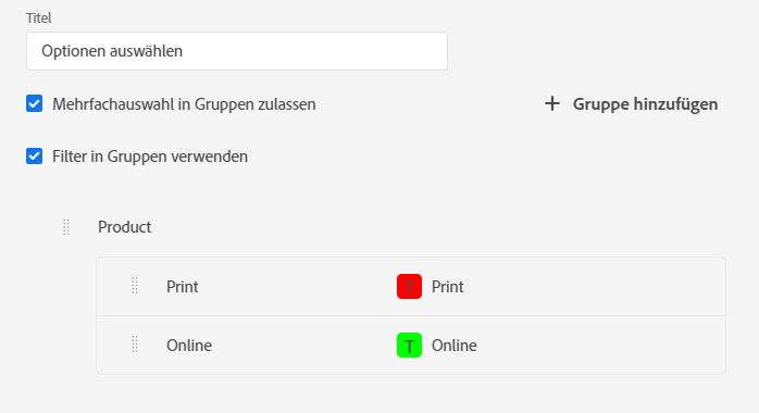 Neue Filtergruppen