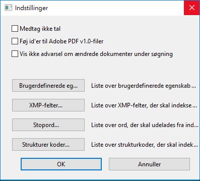 Dialogboksen Indstillinger i Acrobat