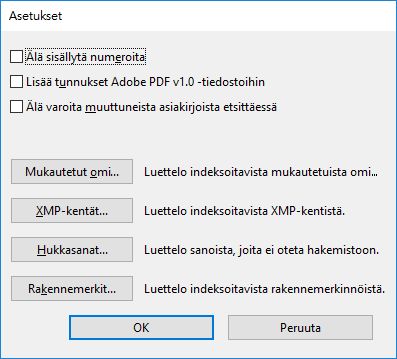 Acrobatin Asetukset-valintaikkuna