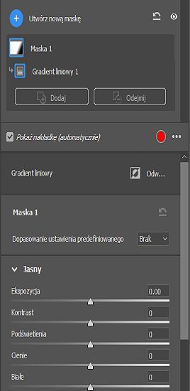 Szczegóły Maski 1 w panelu Maskowanie