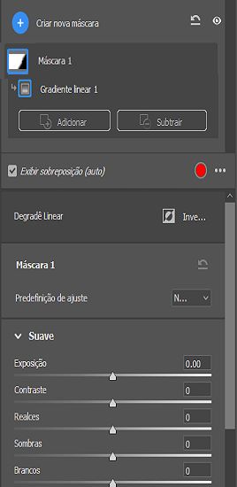 Detalhes da máscara 1 no painel Mascaramento
